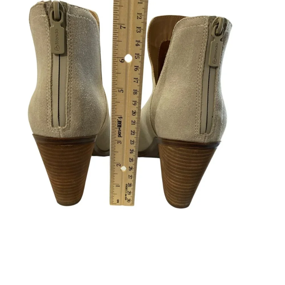 Blondo Waterproof Suede Leather Pointed Toe Ankle Bootie 9.5 Sand Ecru Wanda‎